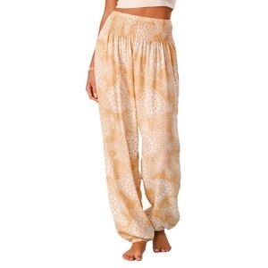 Lotus & Luna Terracotta Boho Harem Pants Mandala Smocked Waist S/M NWT